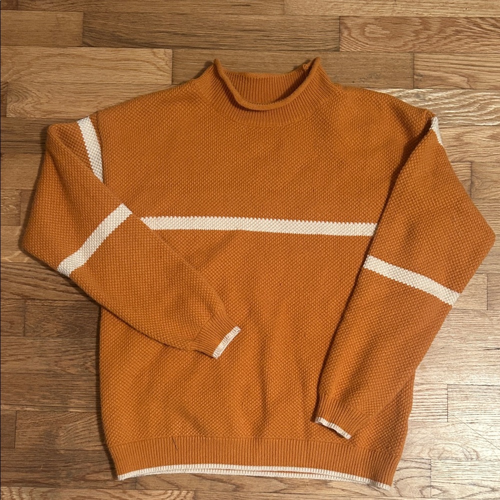 Women’s Mustard Sweater with White Accents